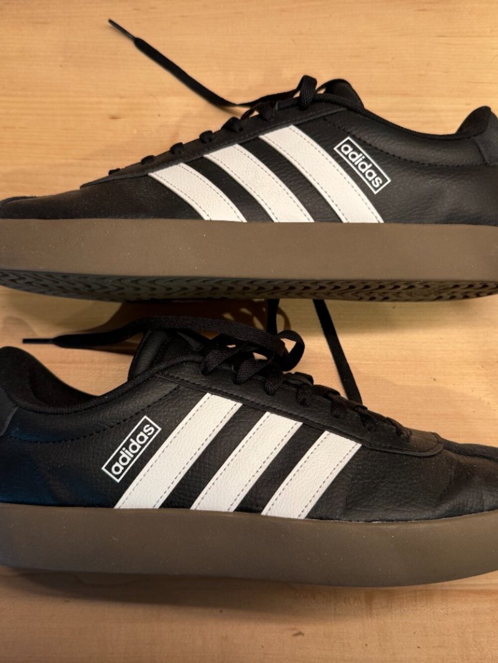 Adidas VL Court 3 Black Leather Gum Sole Sneakers Size 12